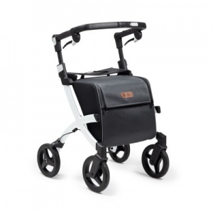 Rollz Flex 1.0 Small Lightweight Rollator with Classic Brake (Pebble White)